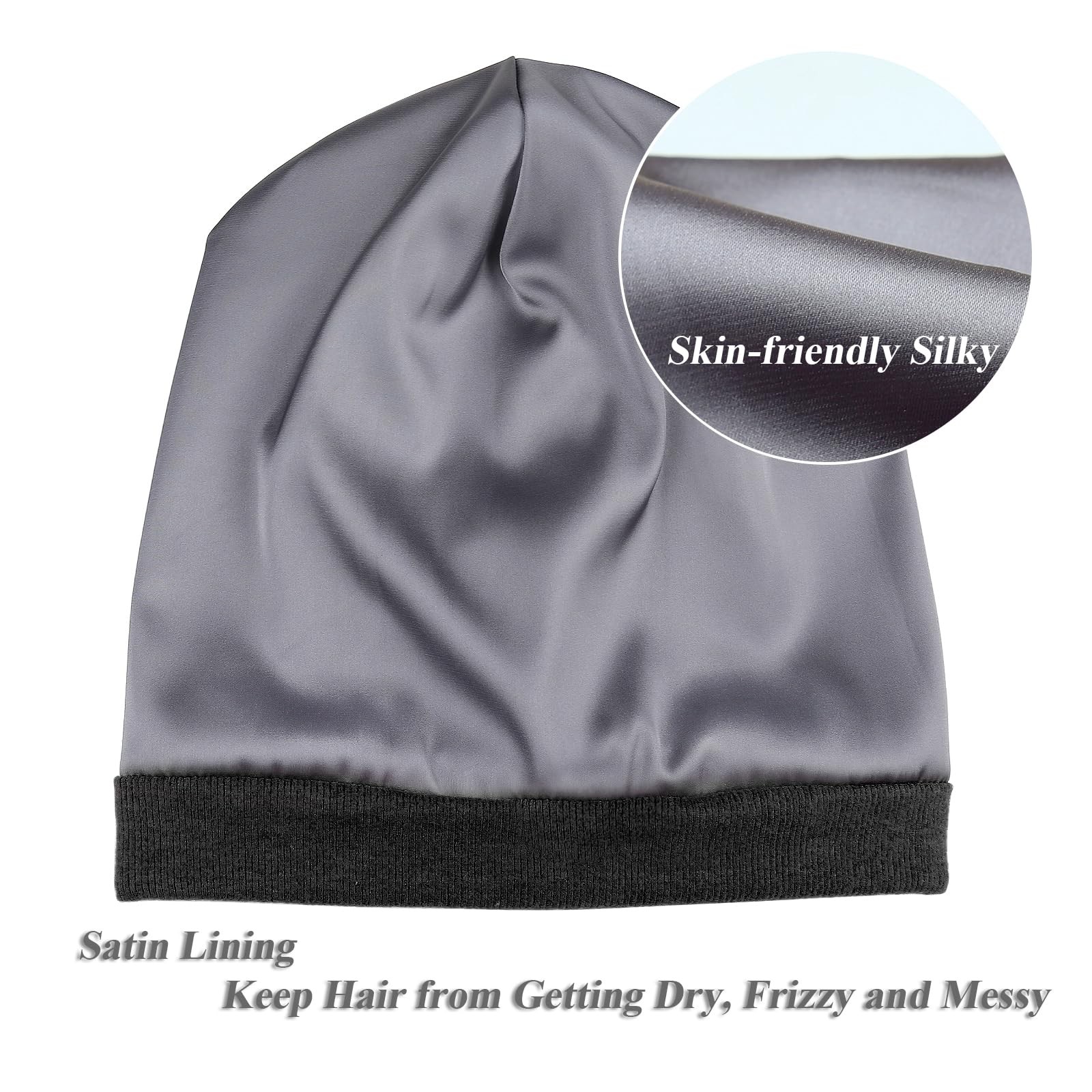 Alnorm Satin Lined Winter Hats for Women Natural Hair Girl One Size, Gray