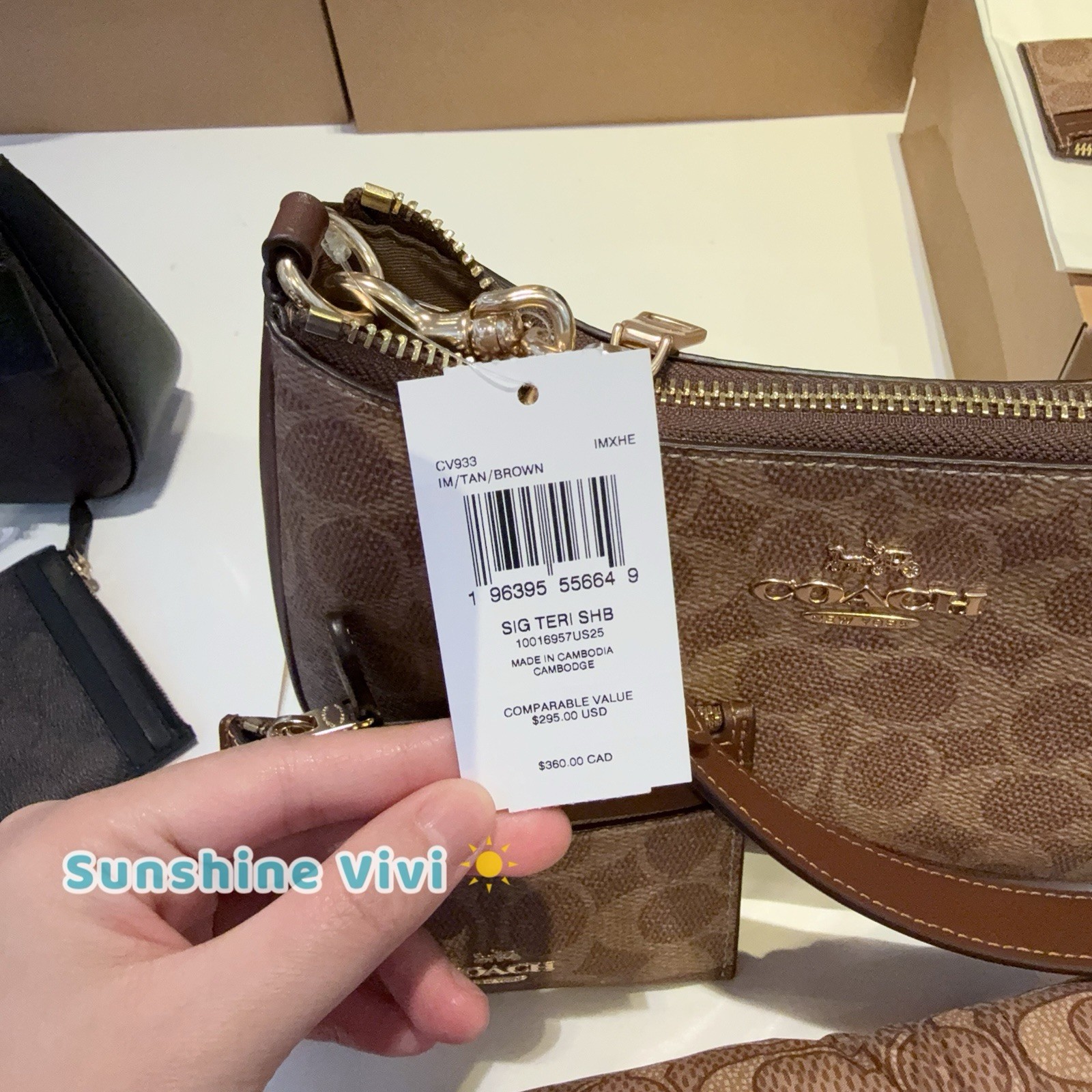 NWT Bundle Coach Teri Shoulder Bag CV933 & CW854 Wristlet & CW870 ID Case BROWN