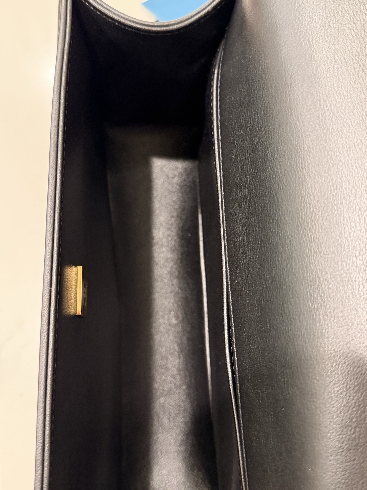 Exceptional CHANEL Boy Gold Hardware Quilted Shoulder Bag Medium Black Leather