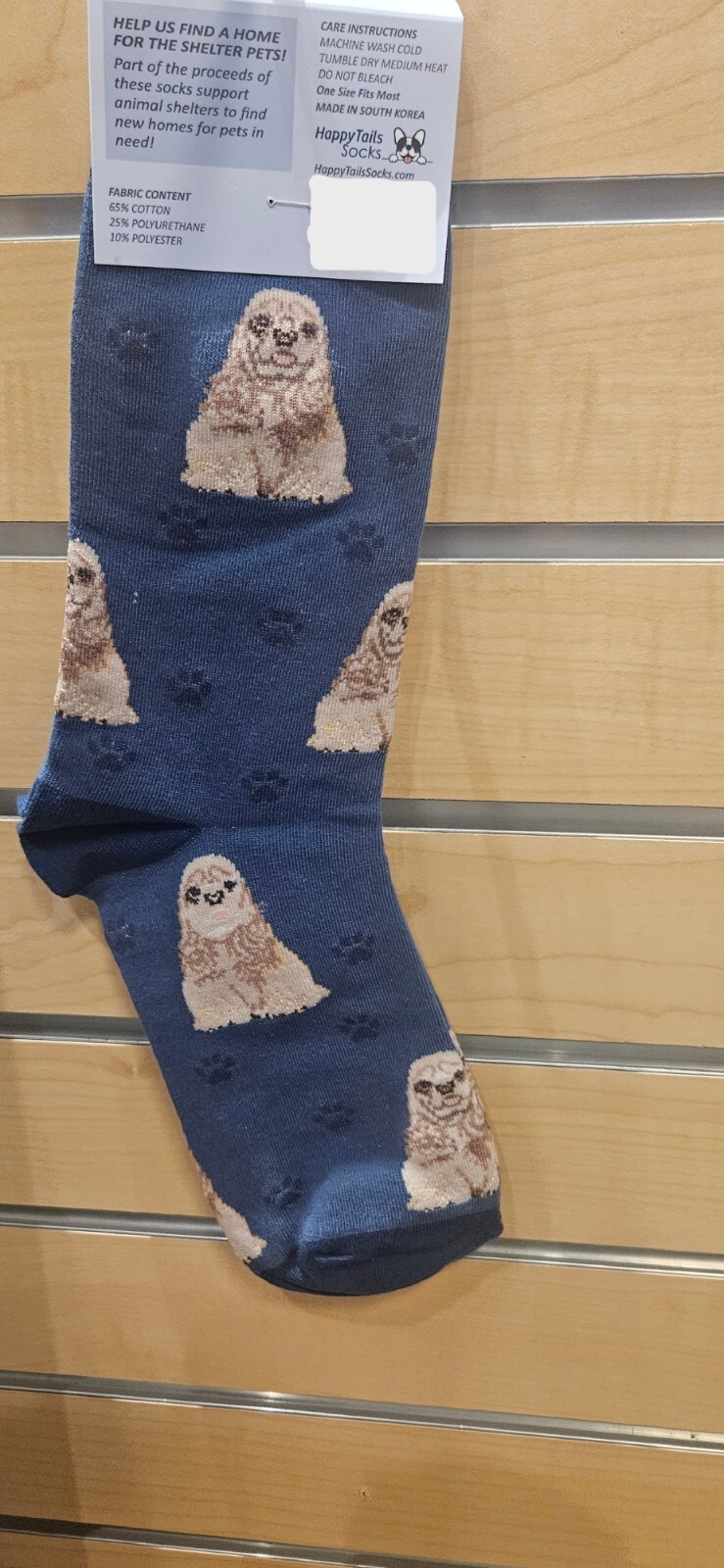 Happy Tails Cocker Spaniel Socks Pet Lovers One Size Fit Most