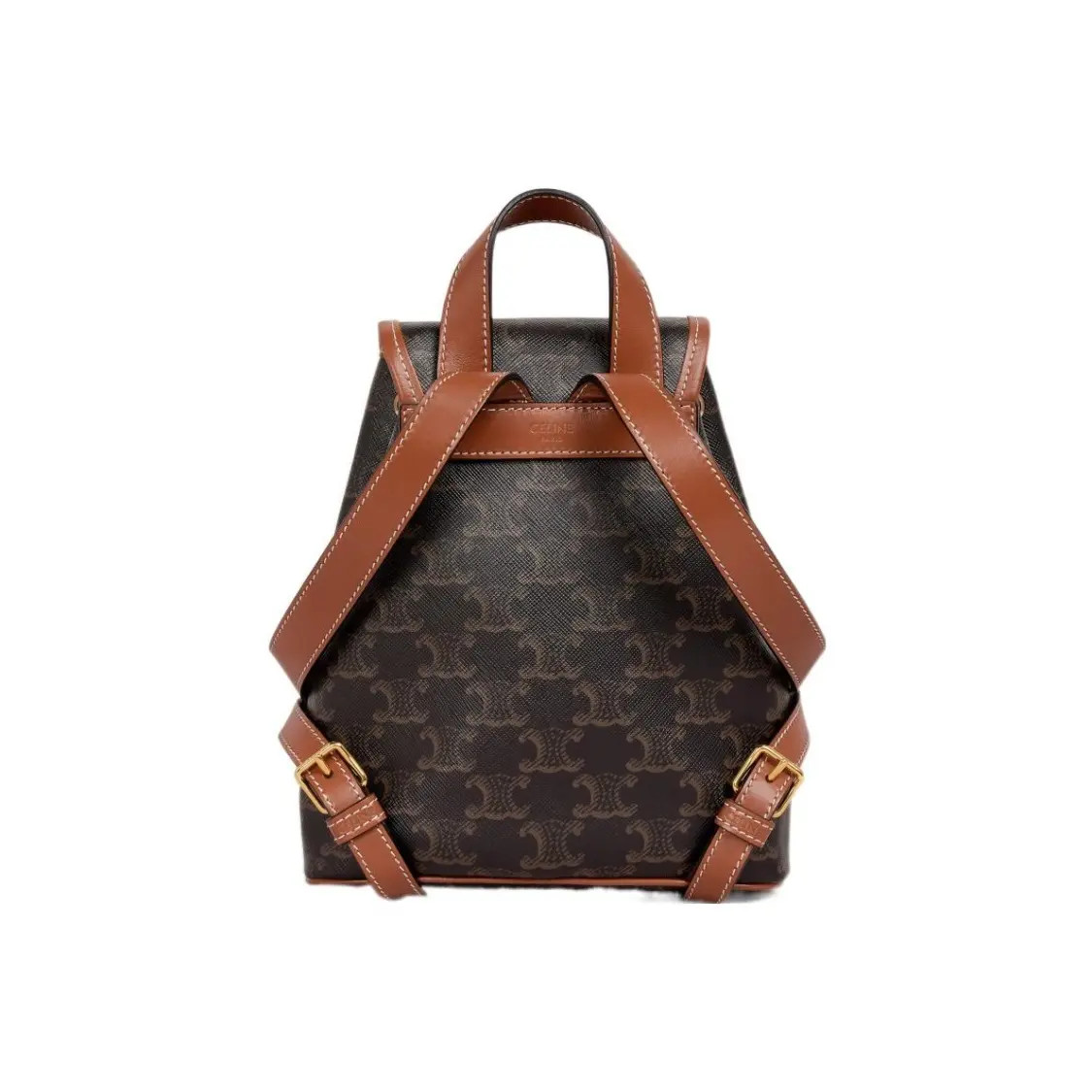 CELINE Triomphe FOLCO Canvas and Leather Mini Backpack Women 6.6x4x7.8 in