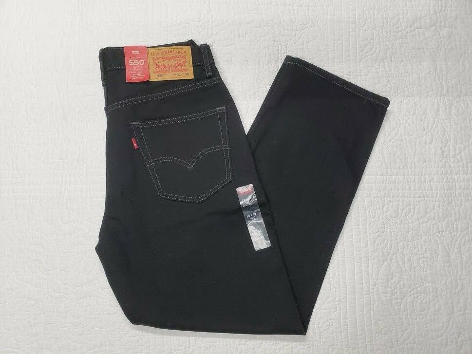 NEW LEVIS MENS 550 RELAXED BLACK DENIM JEANS MANY SIZES AVAILABLE 005500260