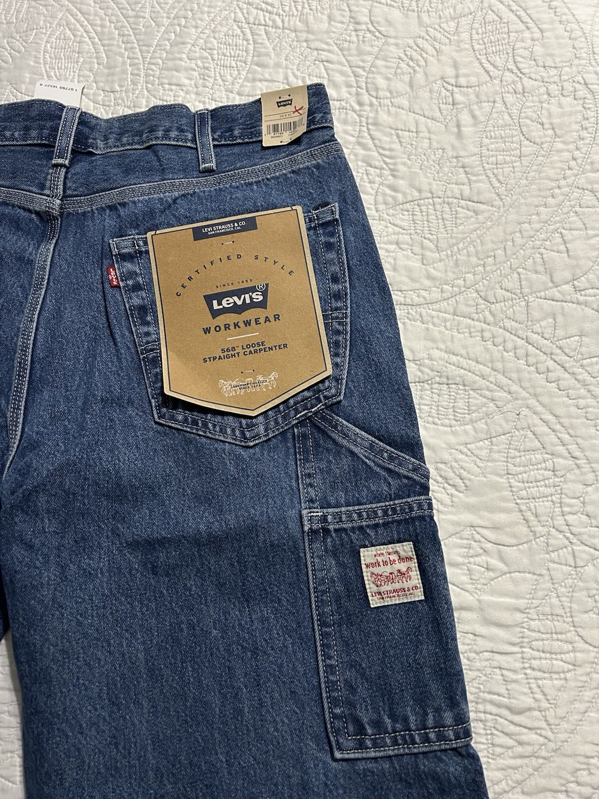 Levi’s Mens 568 Loose Straight Carpenter Jeans 55849-0033 Size 34×32 NWT