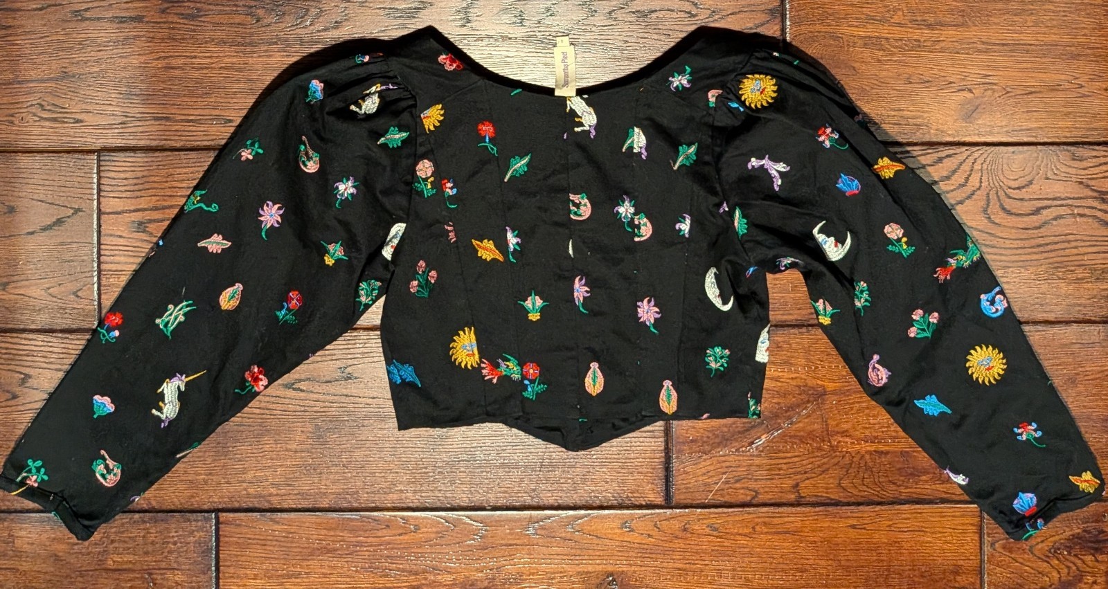 Samantha Pleet Celestial Embroidered Banner Jacket Top w/ Brass Buttons Size 4