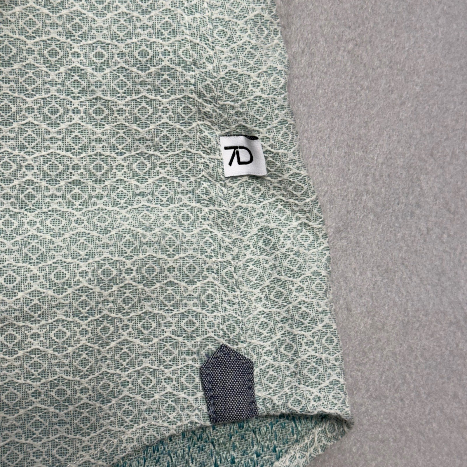 7 Diamonds Zenith Jacquard Stretch Shirt Mens Large Green SS Button Down