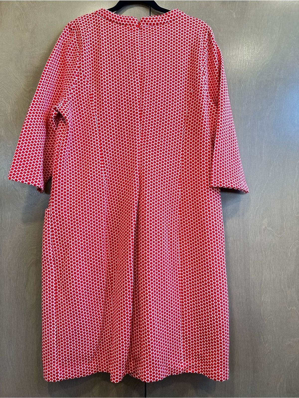 Boden Red White Geometric Shift Dress Pockets Lined Size 16