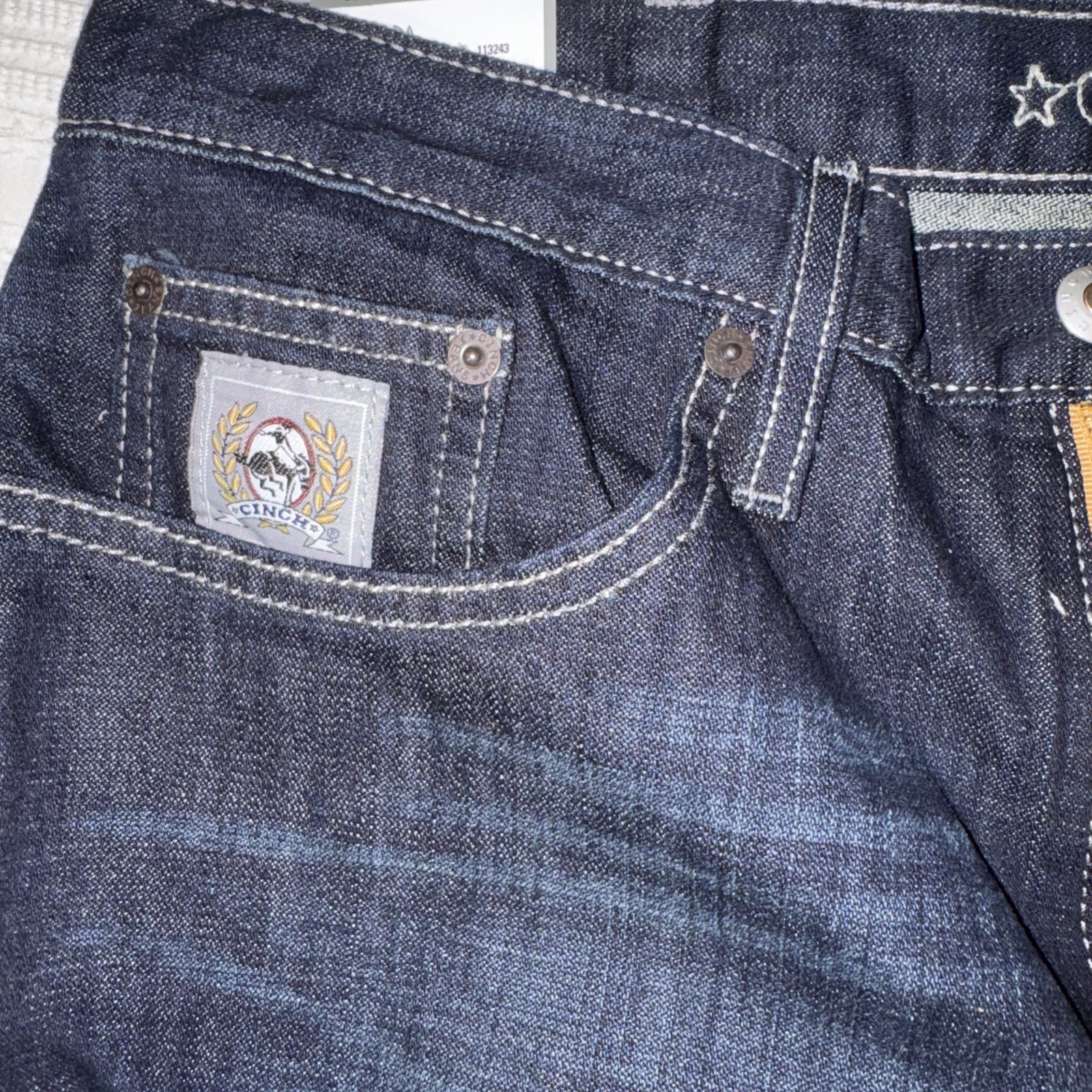 Cinch Silver Tab Jeans Mens Size 29×32 Slim Fit Medium Stone Wash Straight Leg