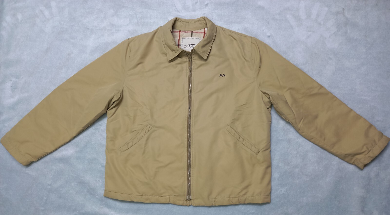 Vintage THOMAS BURBERRY Coat Bomber Jacket 100% Polyamide Logo Beige Men Size L