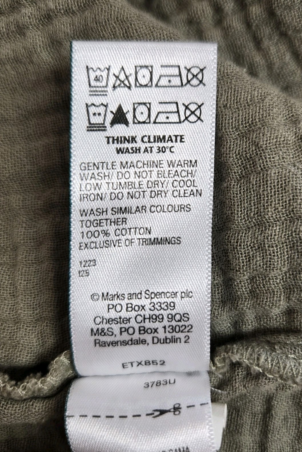 Marks & Spencer Per Una Pure Cotton Textured Notch Neck Tiered Khaki Dress Sz12