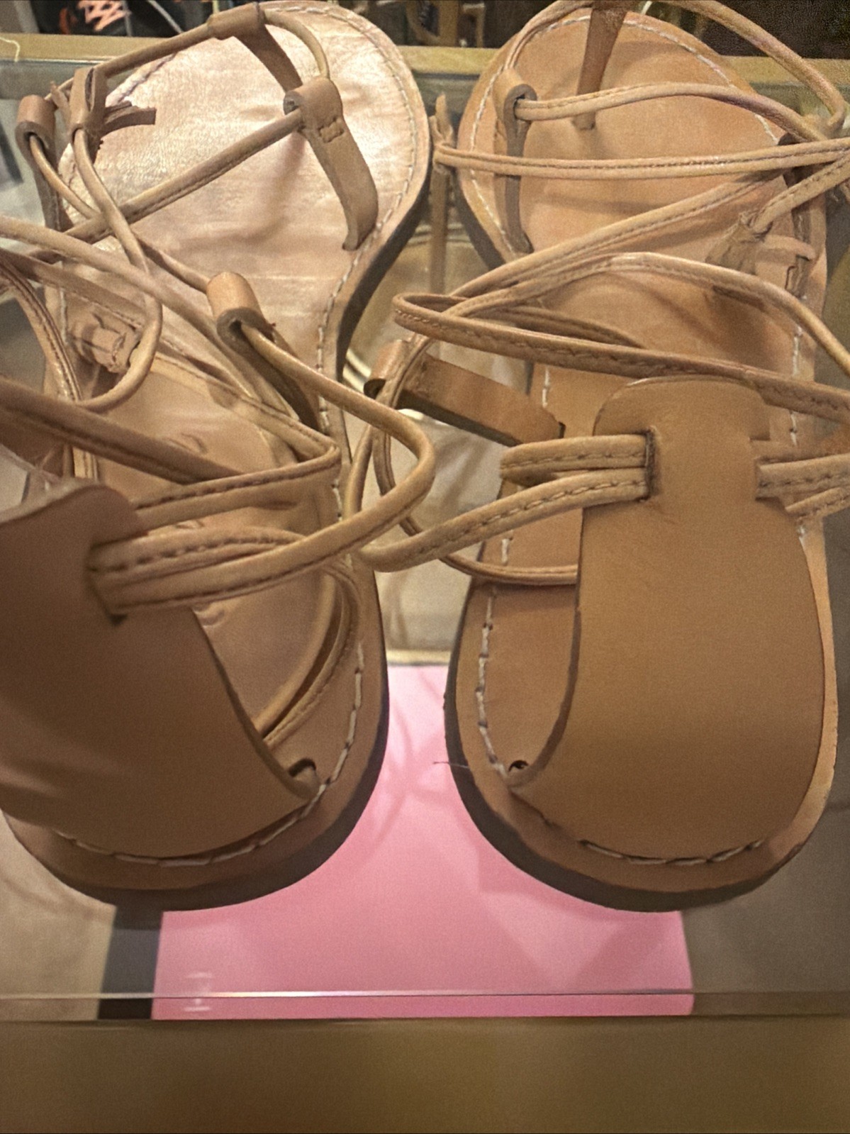 MADEWELL The Boardwalk Tan Leather Ankle Wrap Gladiator Sandals US Sz 6 VGUC
