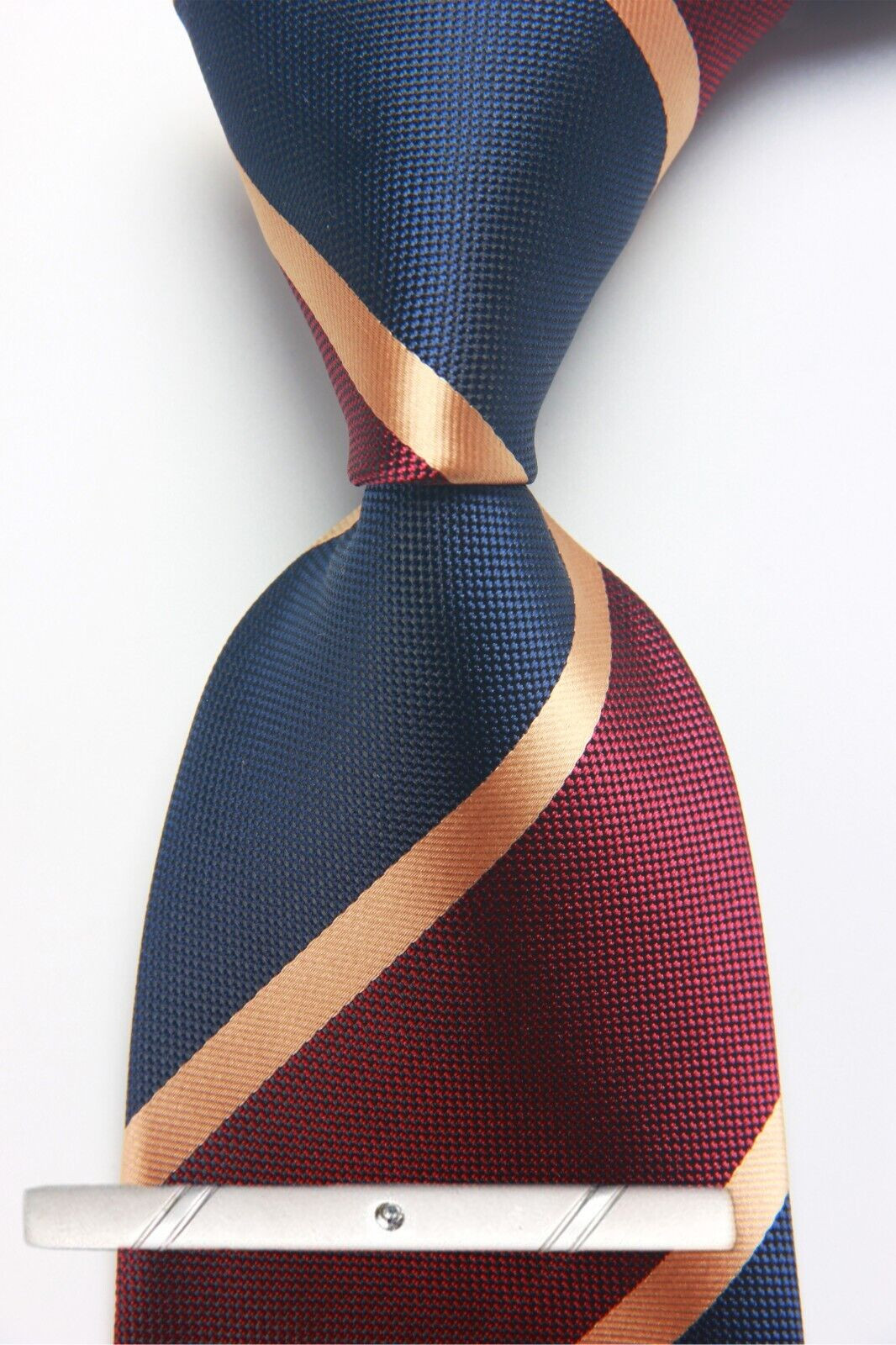 New Classic Striped Blue Red JACQUARD WOVEN 100% Silk Men’s Necktie Tie