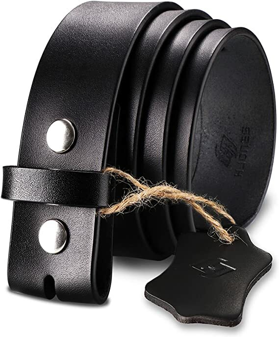 38mm Men’s Leather Belt Black Genuine Leather Strap Pin Buckle Without Buckle