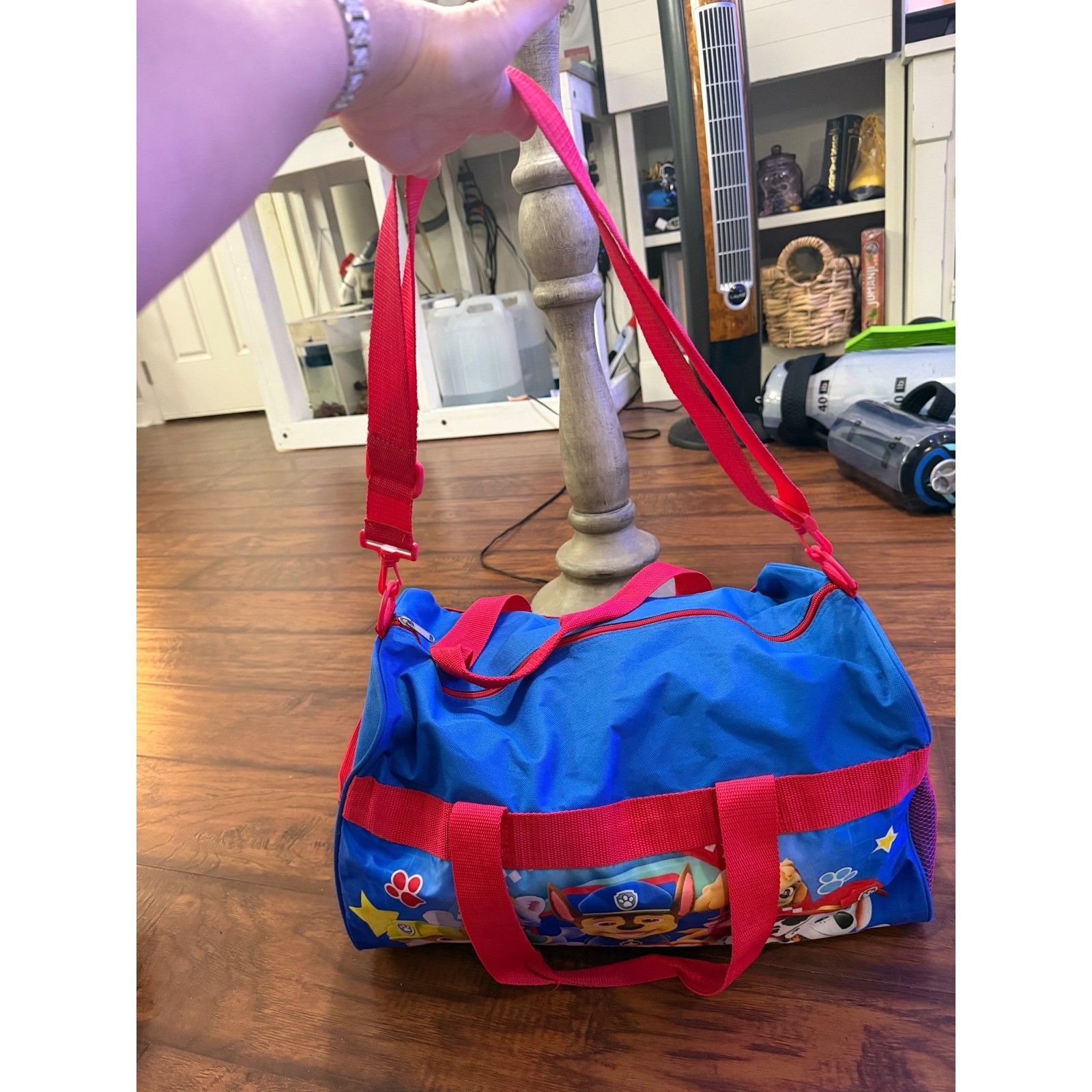 Paw Patrol Duffel Bag Kids Blue Red Excellent Graphic Travel Shoulder Strap