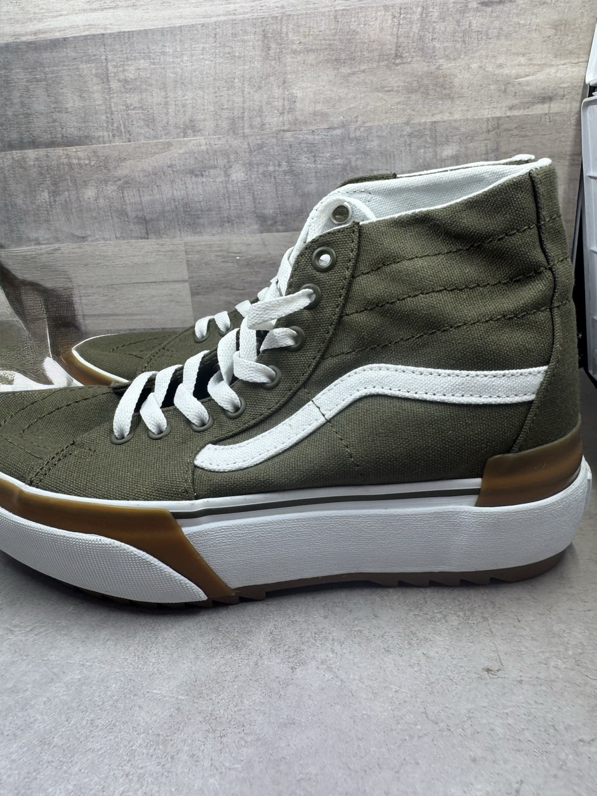 Vans SK8 Hi Tapered Stackform Canvas Dark Olive Green Men 8 Women 9.5 Mint Cond