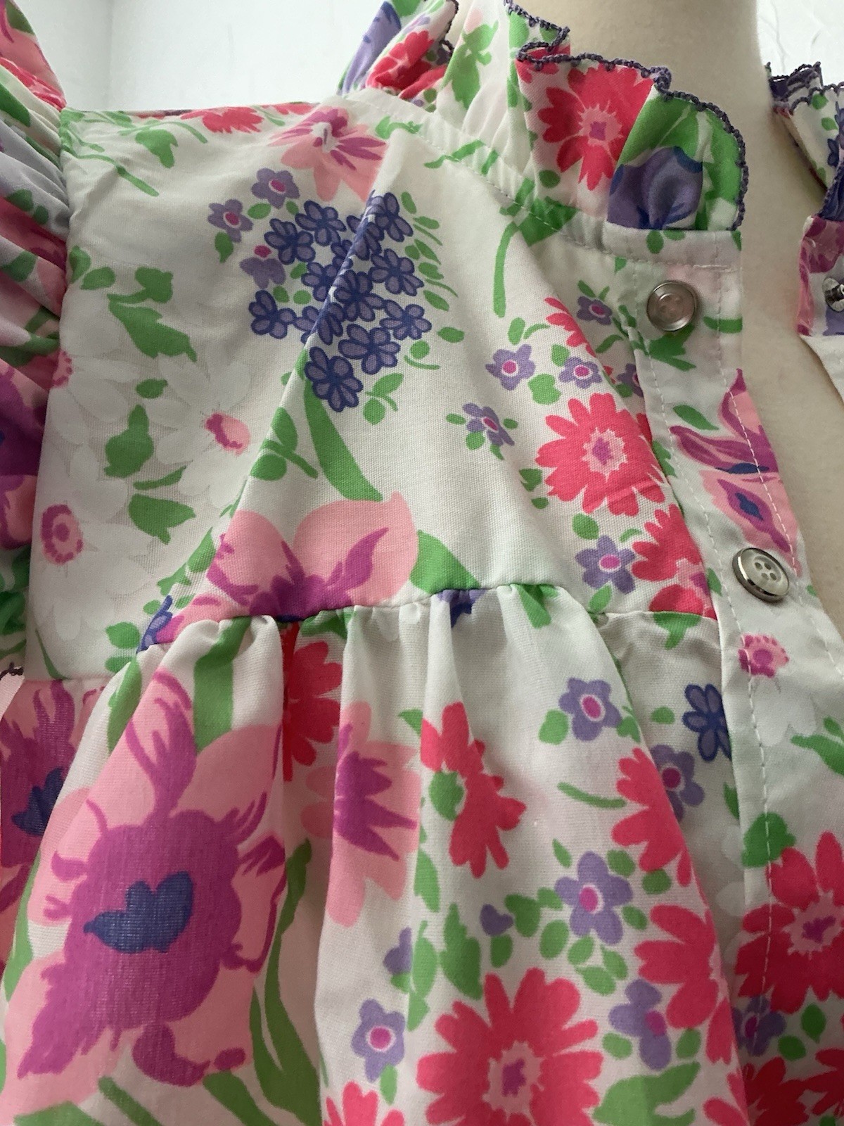 Models Coat VTG Robe Floral Ruffled Snaps Size 14 USA Never Used Authentic NWOT