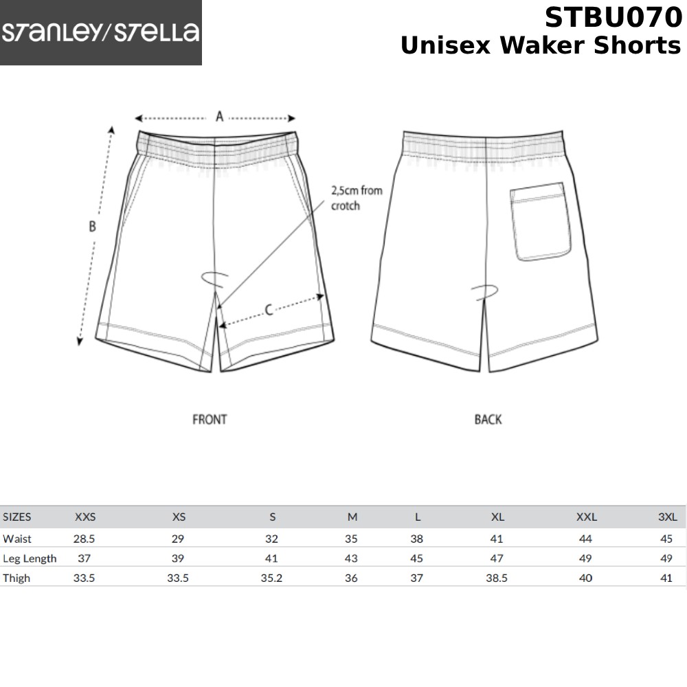 Stanley/Stella Unisex Waker shorts (STBU070) – Self-fabric elastic waistband