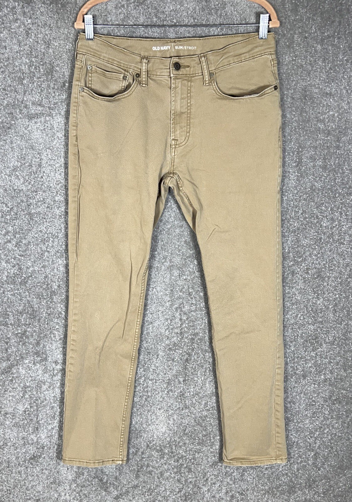 Old Navy Slim Straight Leg Jeans Mens Size 32×32 Stretch Khaki Tan Denim Pockets
