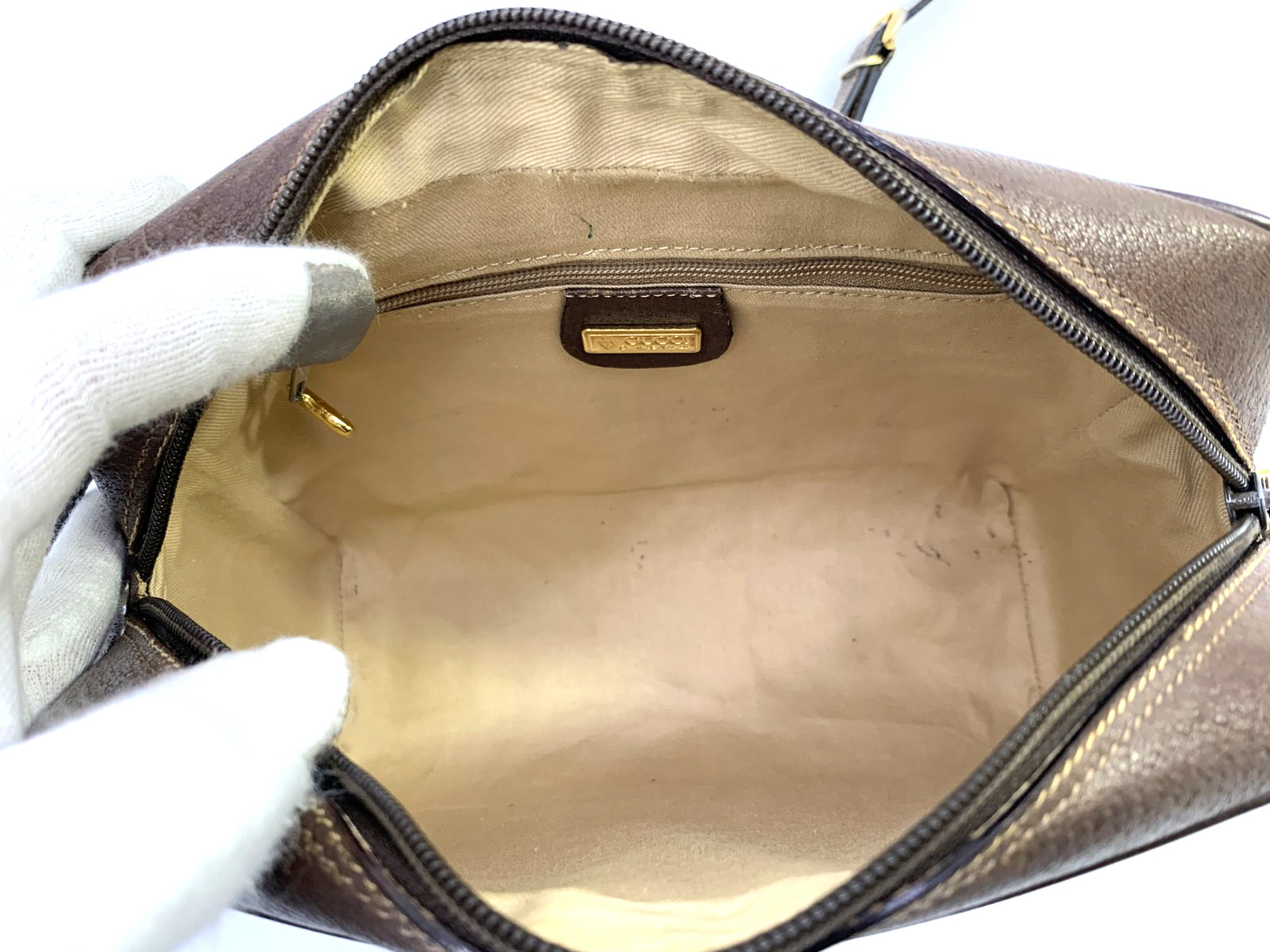 GUCCI VINTAGE Ophidia Shoulder Bag Web Stripe Logo Brown Classic Rare Authentic