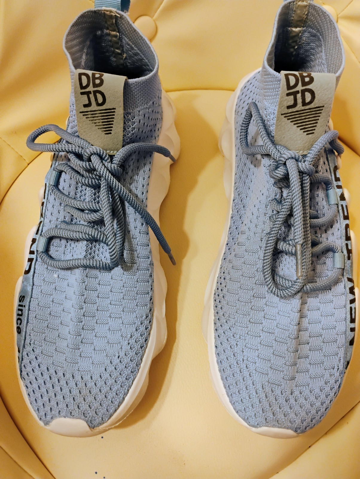 Men’s Blue/White Mesh Mid Top Lace-Up Athletic Sneakers Rubber Outsole