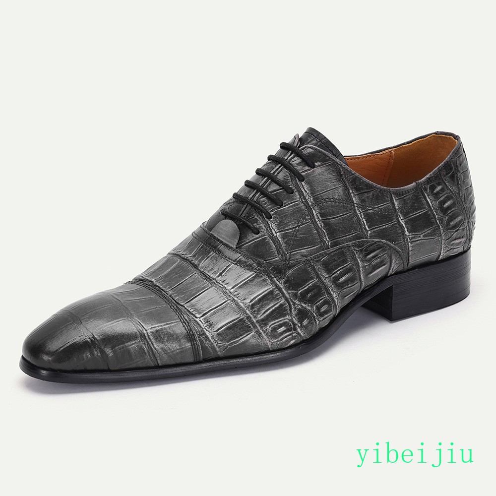 Mens Alligator Crocodile Pattern Business 100% Real Leather Dress Shoes Handmade