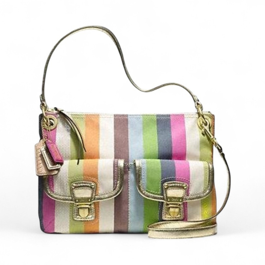 Coach Crossbody Y2k Poppy Legacy Multicolor Sequin Striped Hippie
