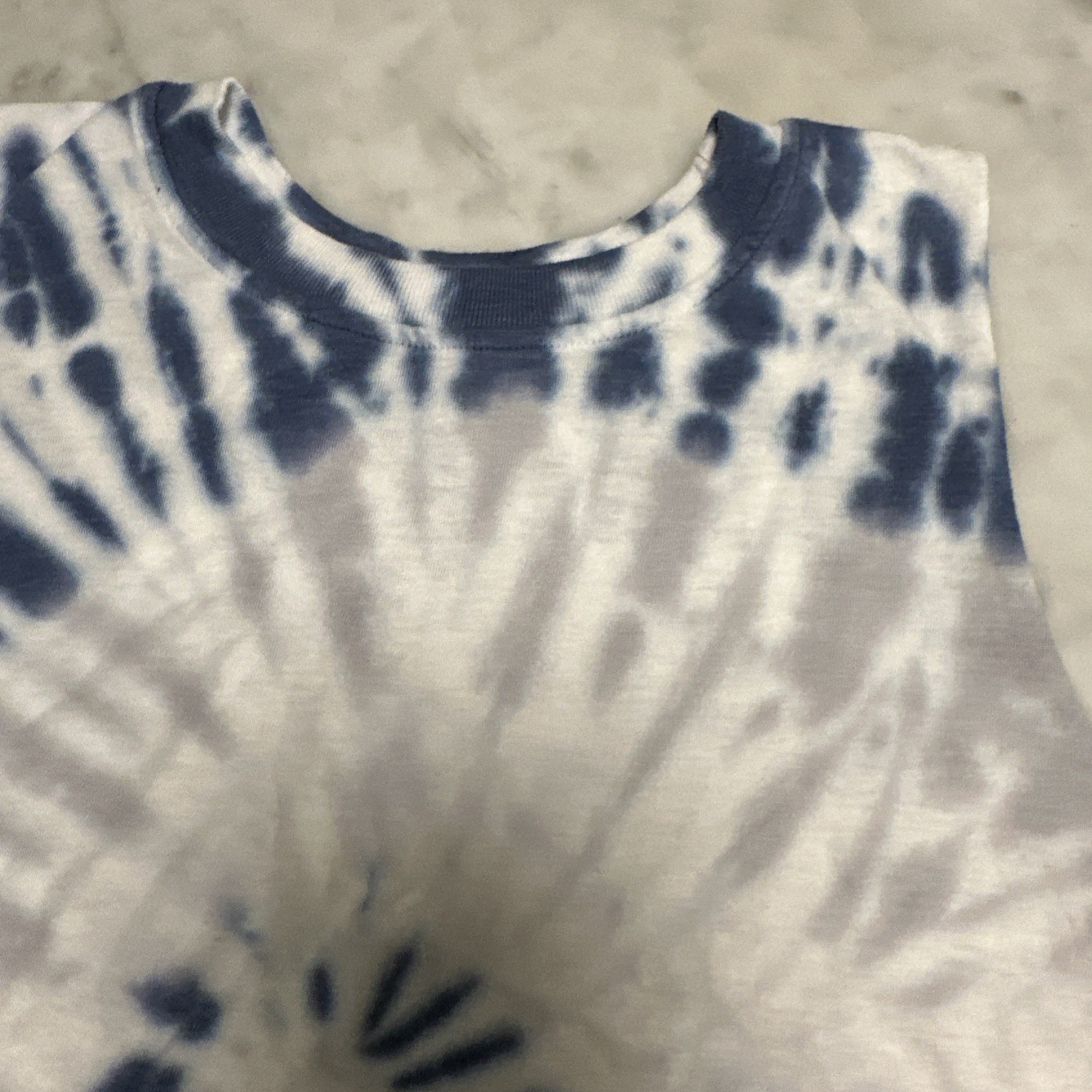 Juniors DREAMSICLE Blue/Gray/White Tie-Dye Sleeveless Tee W Knot Detail; Size XS