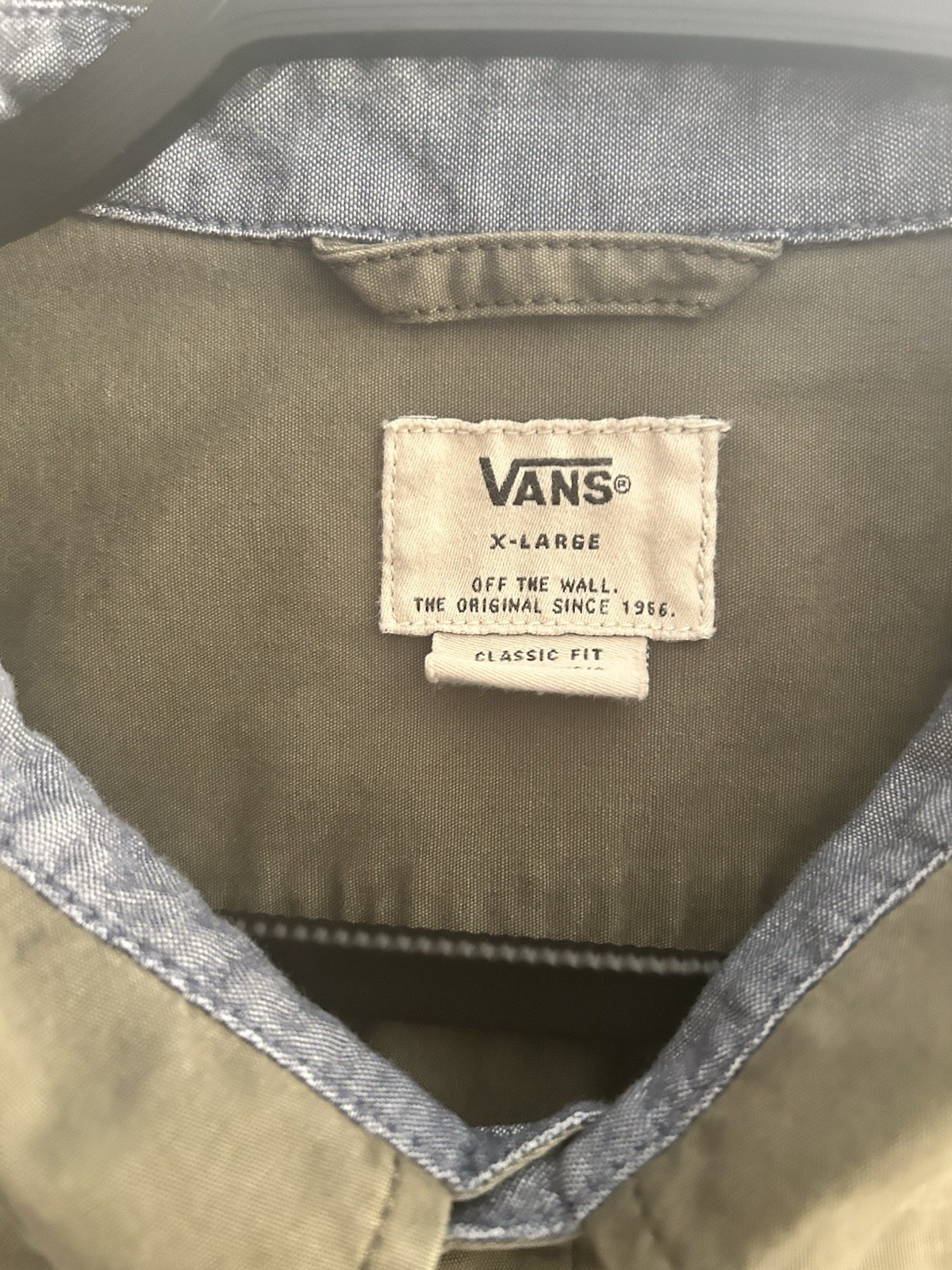 Vans Classic Fit Utility Button Up Shirt Mens XL Olive Green Cotton Workwear Hea