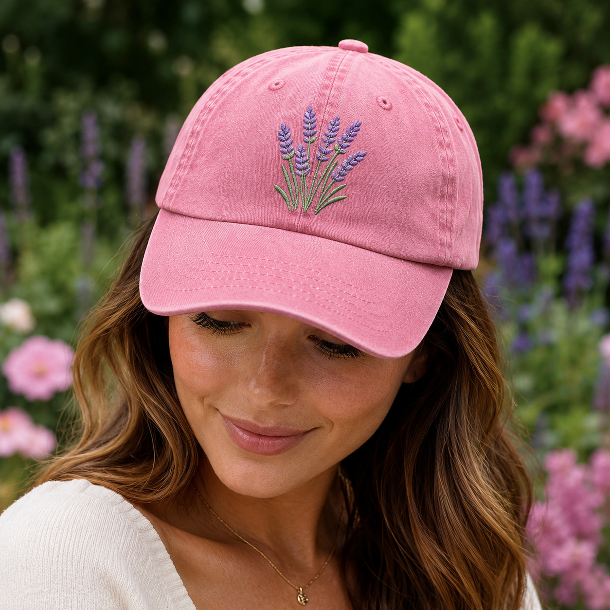 Embroidered Lavender Baseball Cap, Botanical Floral Dad Hat, Garden Style