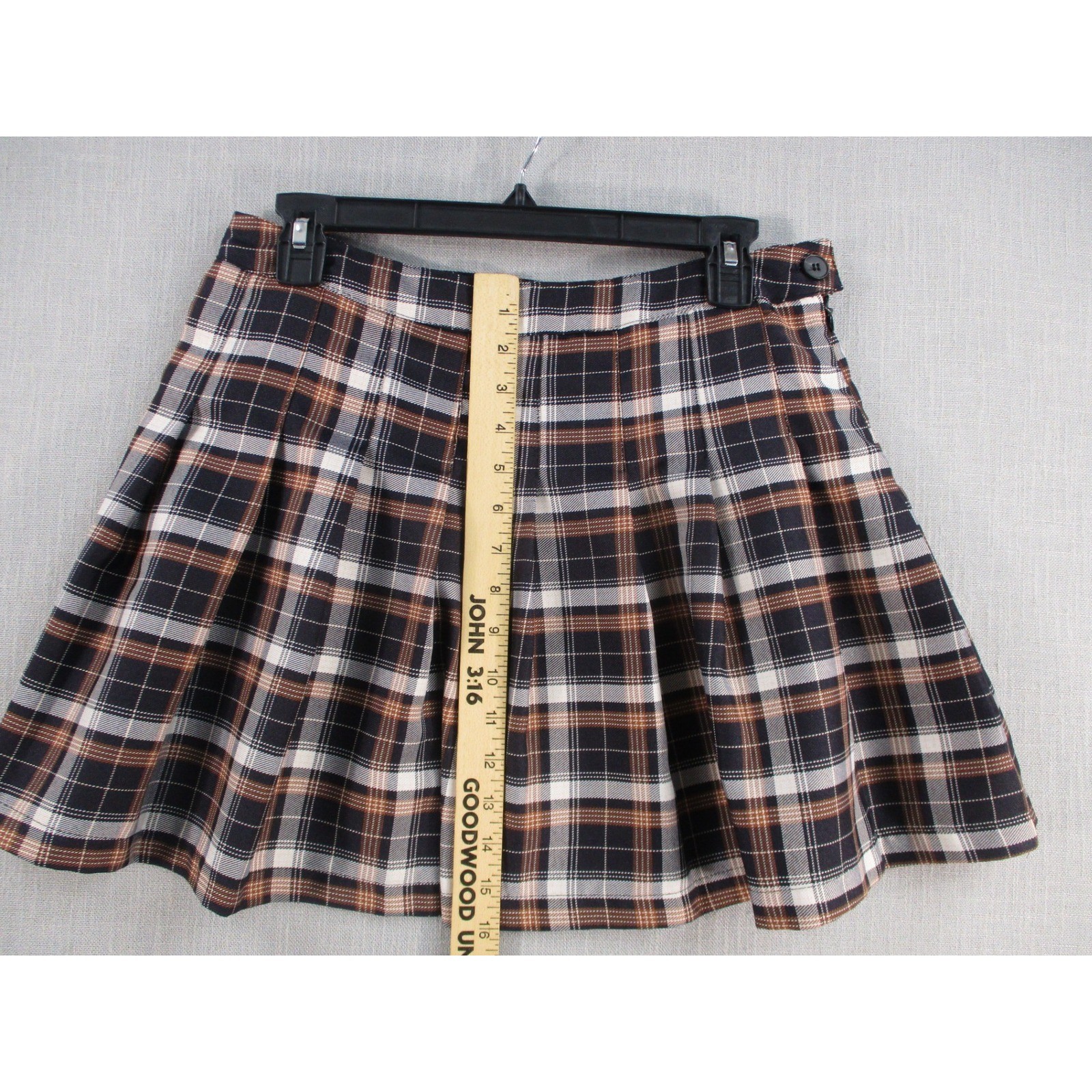 Hesperus Women Plaid Pleated Mini Skirt Brown Black White Academic Preppy Large