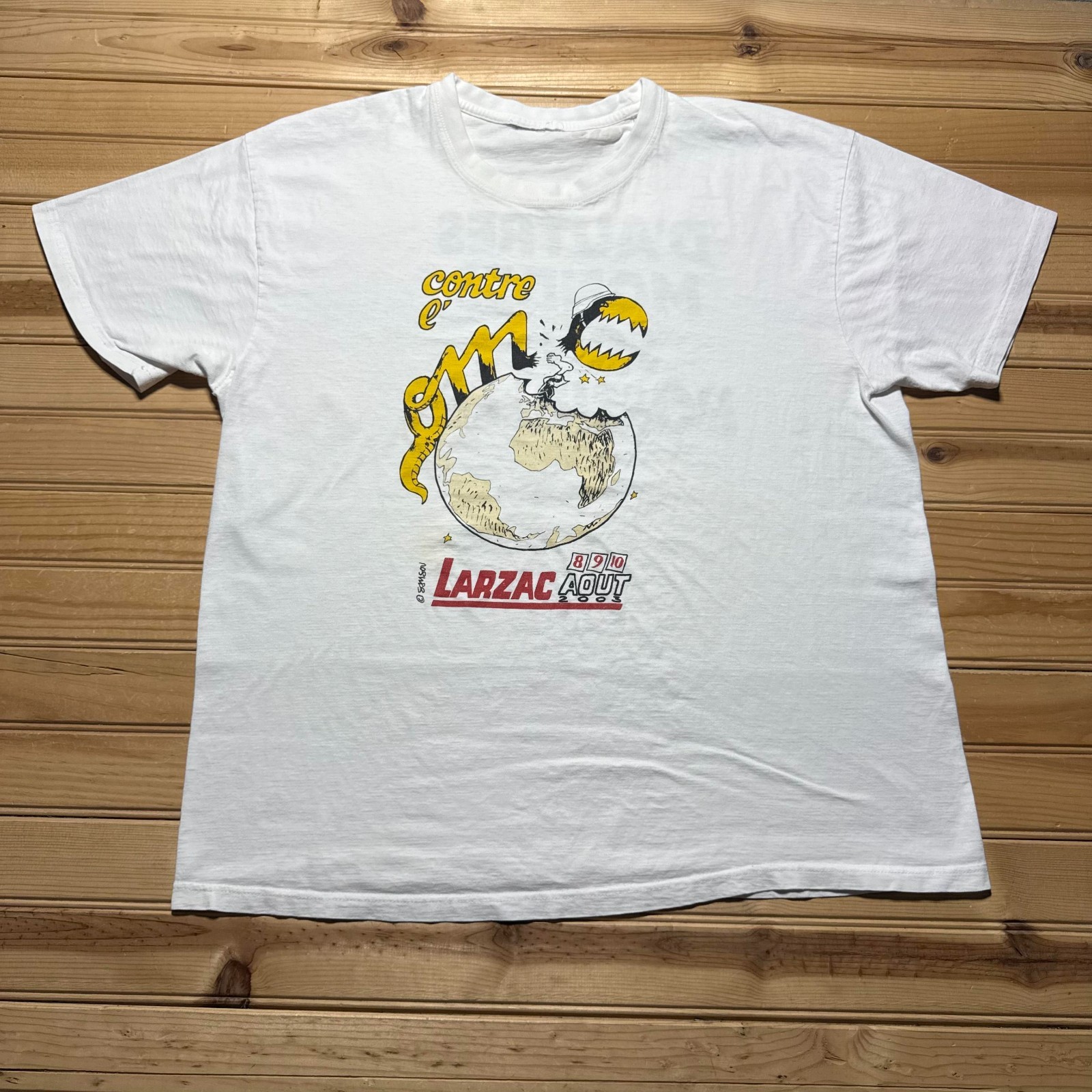 Vintage 2003 Contre Larzac D’Autres Mondes Sont Possibles Protest T-Shirt Large