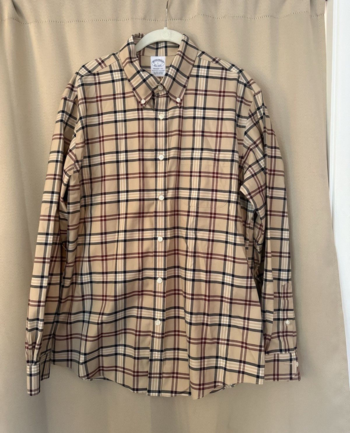 Stretch Supima® Cotton Non-Iron Twill Polo Button Down Collar, Tartan Shirt