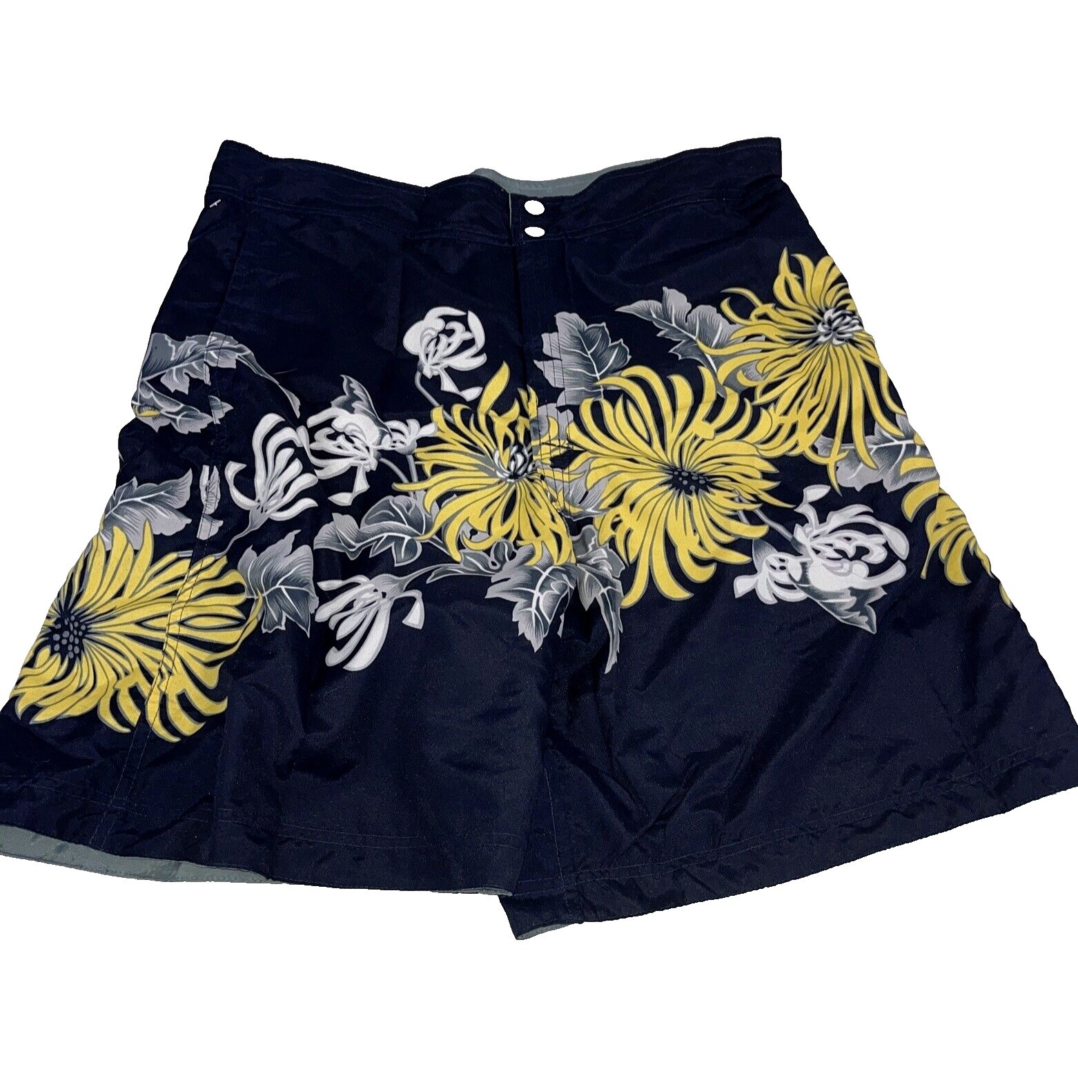 Board Shorts Reversible XL Tropical Flowers on Black other side Green surf beach