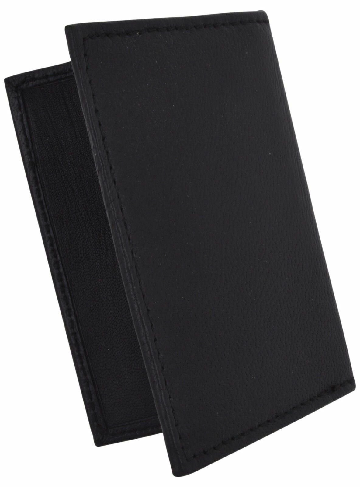 Slim Thin Mens Genuine Leather Bifold ID Wallet Credit Card Holder Black License