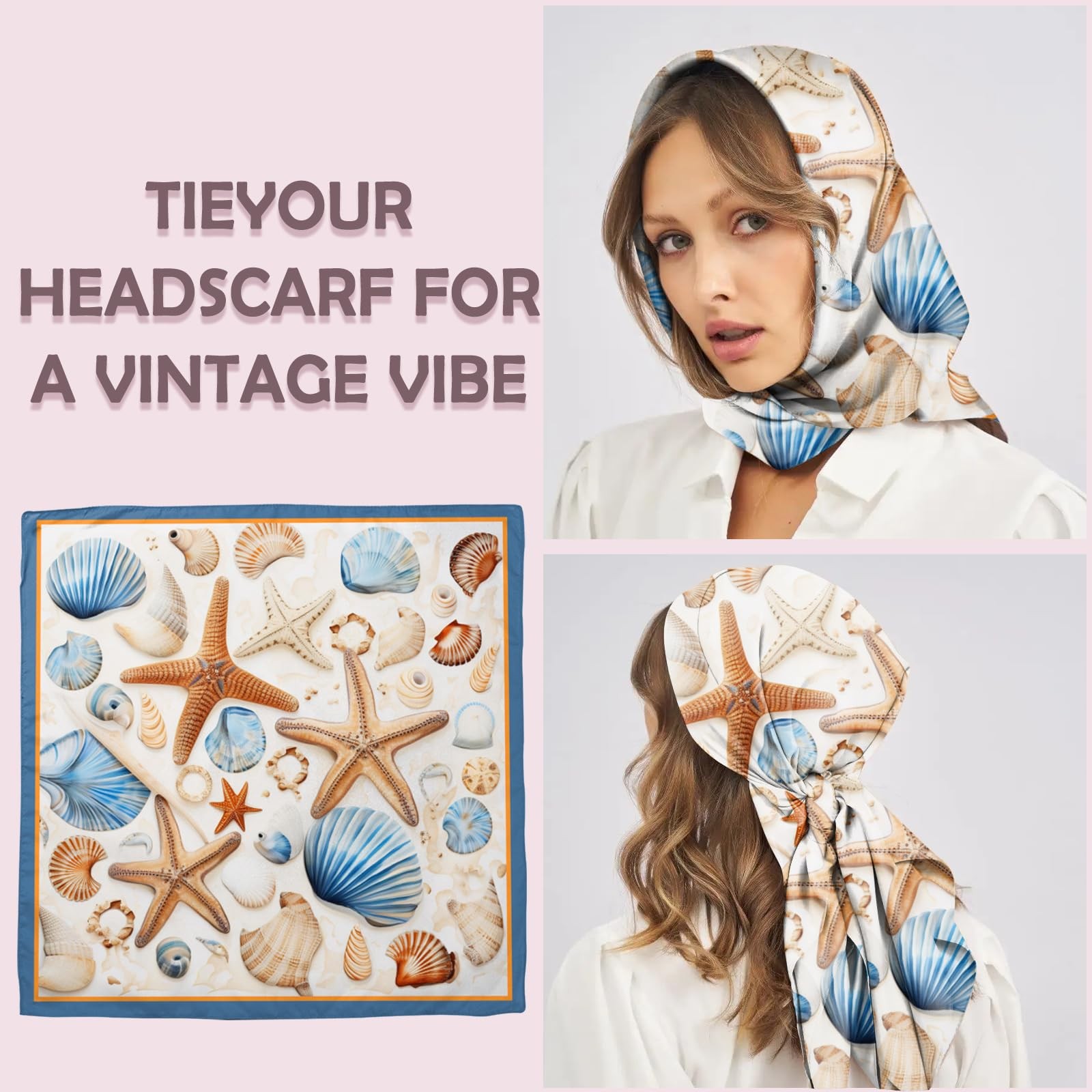 Scarf Silk Feeling Large Square Satin Head Hair Wrap Lightweight Fashion Cute