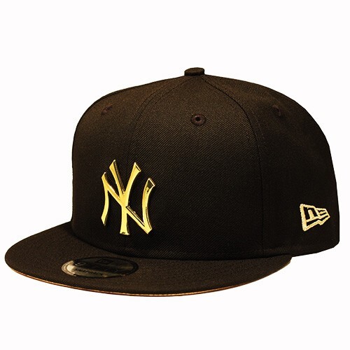 New Era New York Yankees Snapback Hat Match Air Jordan 1 Black Metallic Gold