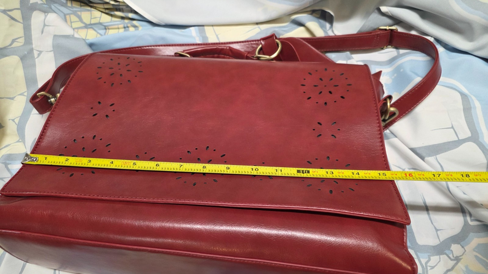 ECOSUSI Vegan Leather Laptop Bag Briefcase Crossbody Messenger Bag Red