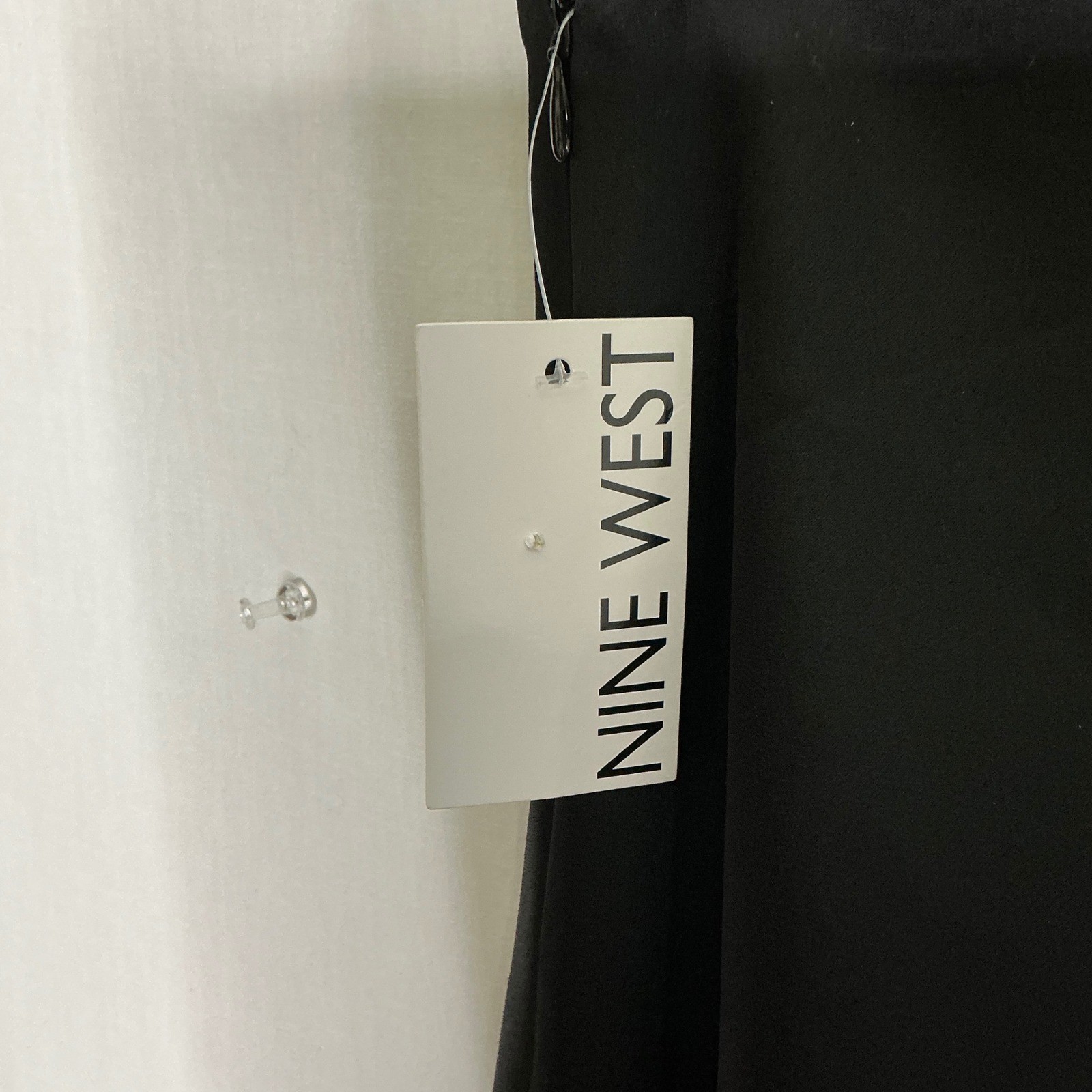 Nine West Black Midi Skirt Womens Elastic Waist Flowy Silky