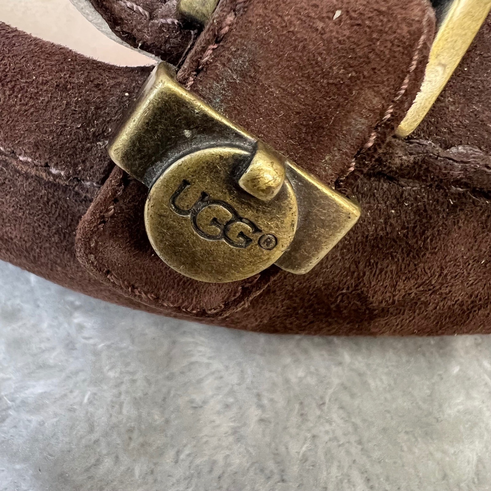 UGG Womens Suede Shearling Lined Driving Moccasins Loafers with Buckle Size 7