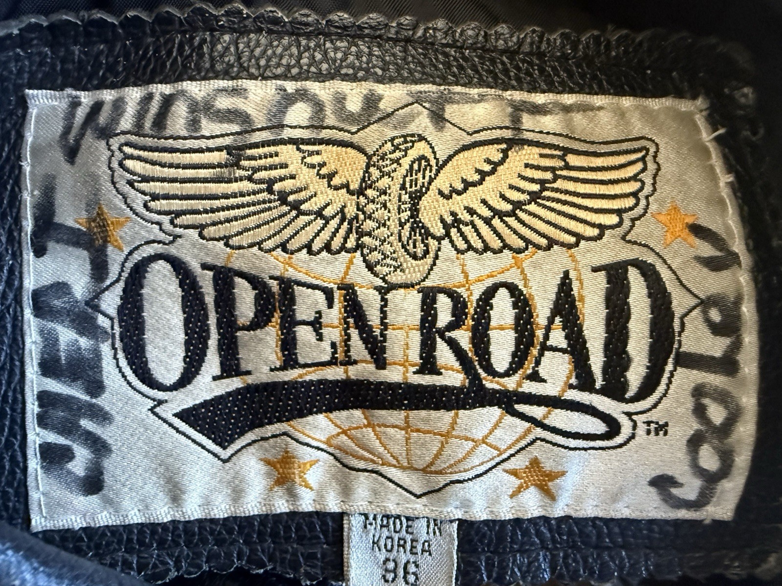 Vintage Open Road Men’s Small Black Genuine Leather Motorcycle Biker Moto Jacket