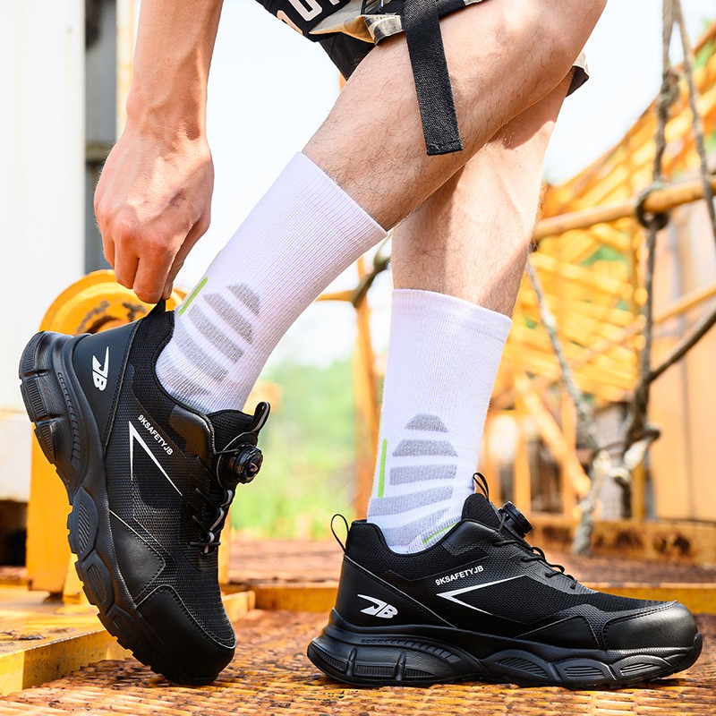 Men Work Safety Shoes Steel Toe Rotating Buckle Indestructible Non-slip Sneakers