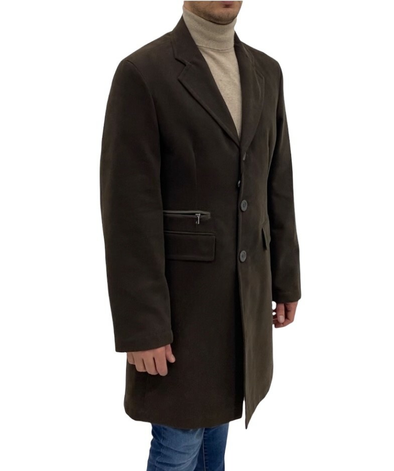 ADHOC Men’s Coat, Brown Regular Fit Cotton Fustagno, 60% Discount.