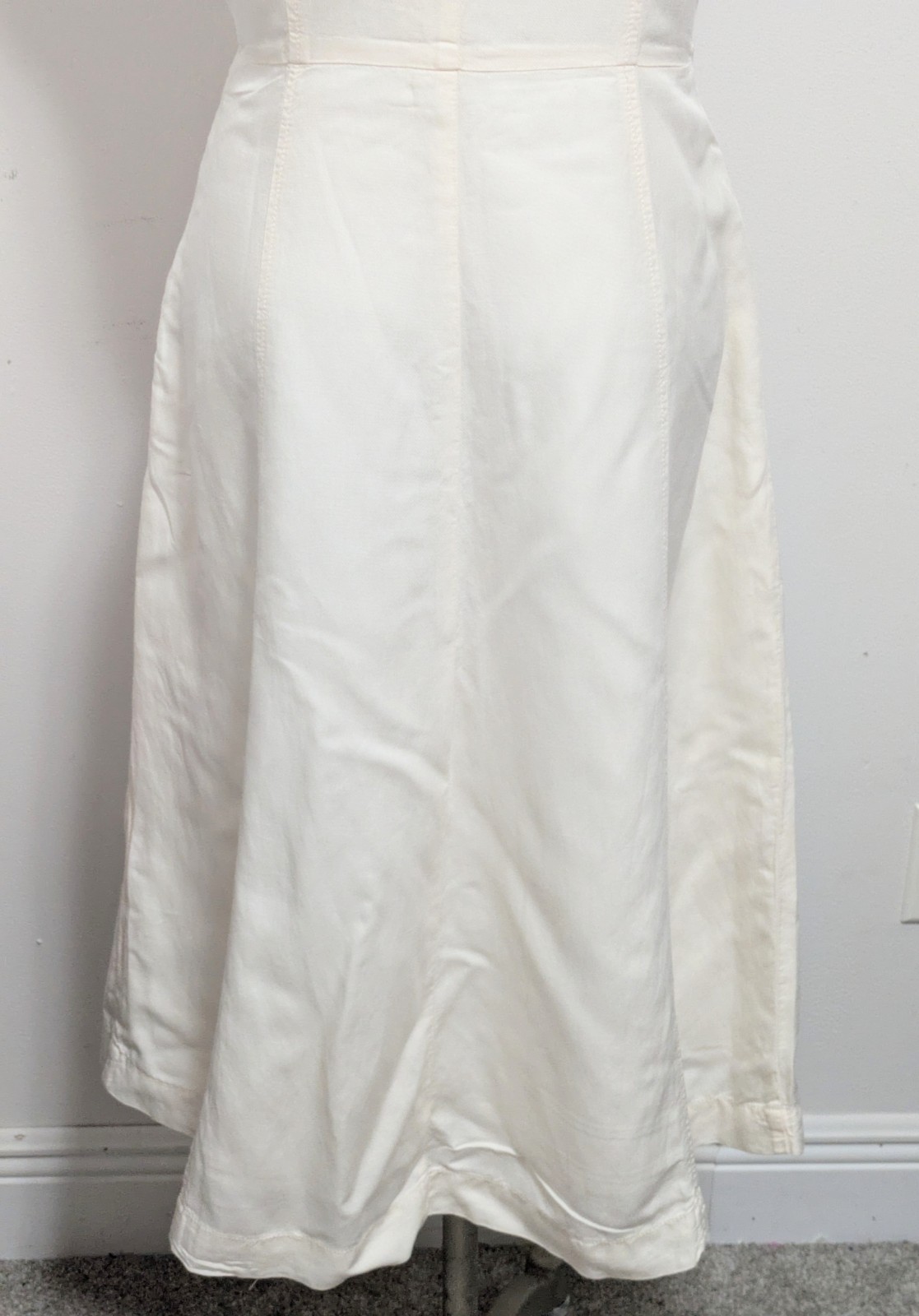 Anthropologie Cream button Front Midi Dress Linen Blend 10 Beachy Cortage Preppy