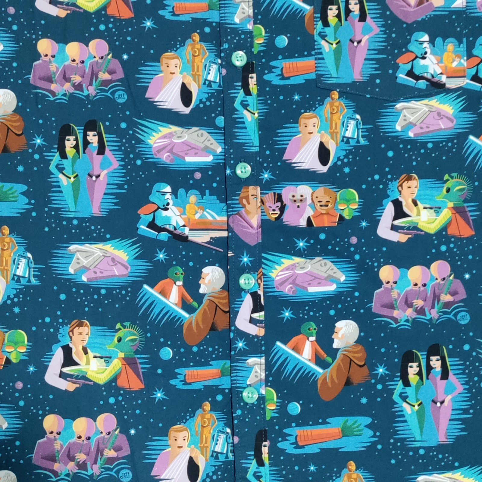Disney Parks Star Wars Cantina Tiki Camp Shirt Jeff Granito Mens Small NWOT