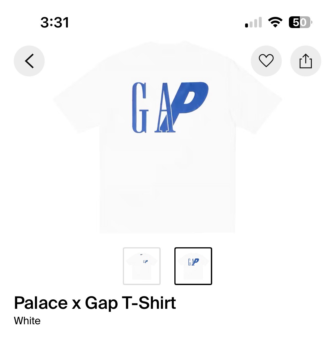 Palace x Gap NWT Men’s Size XL White T-Shirt 100% Cotton