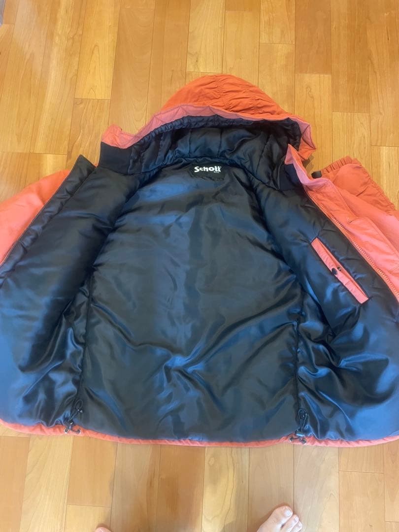 Schott Hoodie Down Jacket Blouson Men Size L Orange With reflector Genuine