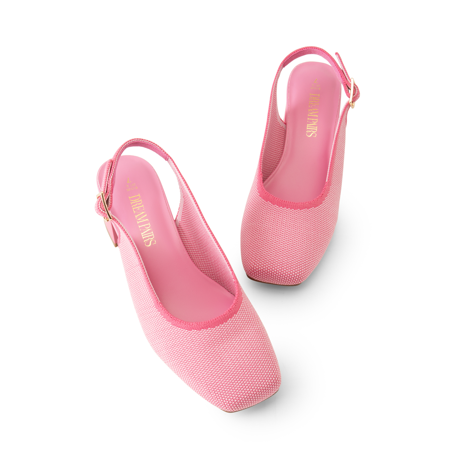 Women Slingback Pump Shoes Low Chunky Heel Square Toe Slip On Pump Shoes