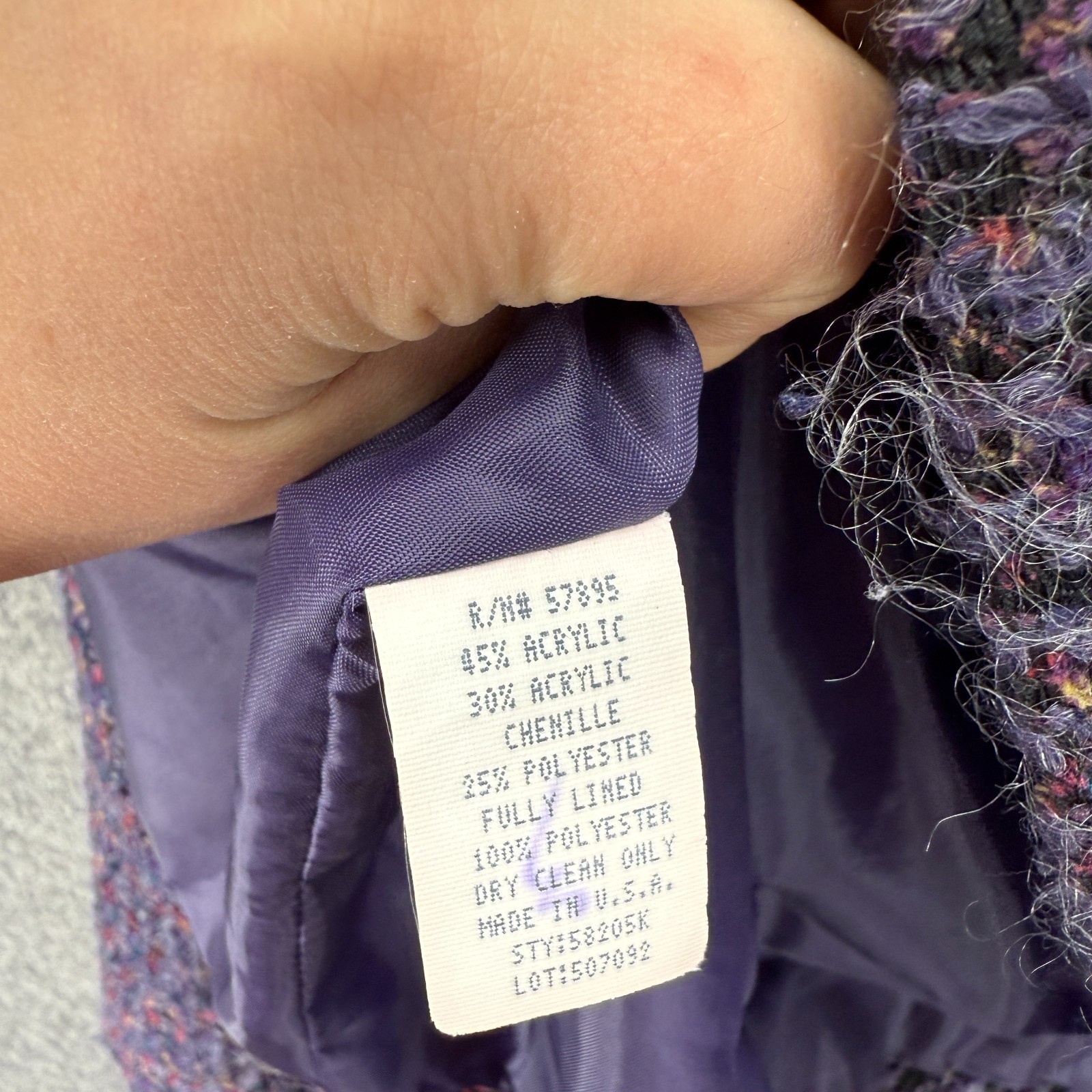 Requirements Jacket Women 14P Petite Purple Button Up Collared Long Sleeve