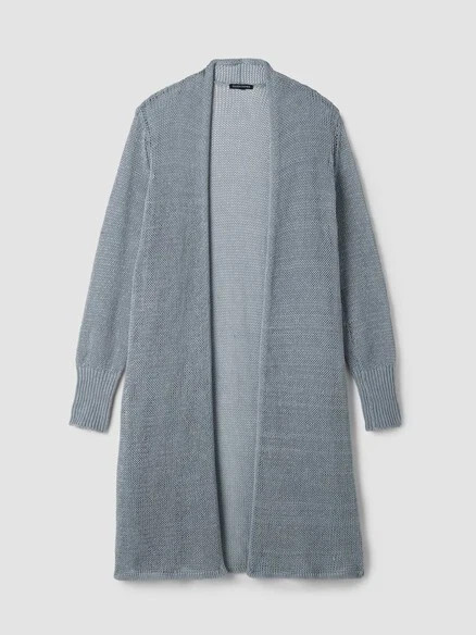 NWT $298 Eileen Fisher Organic Linen Cotton Cord Long Cardigan PP Greystone