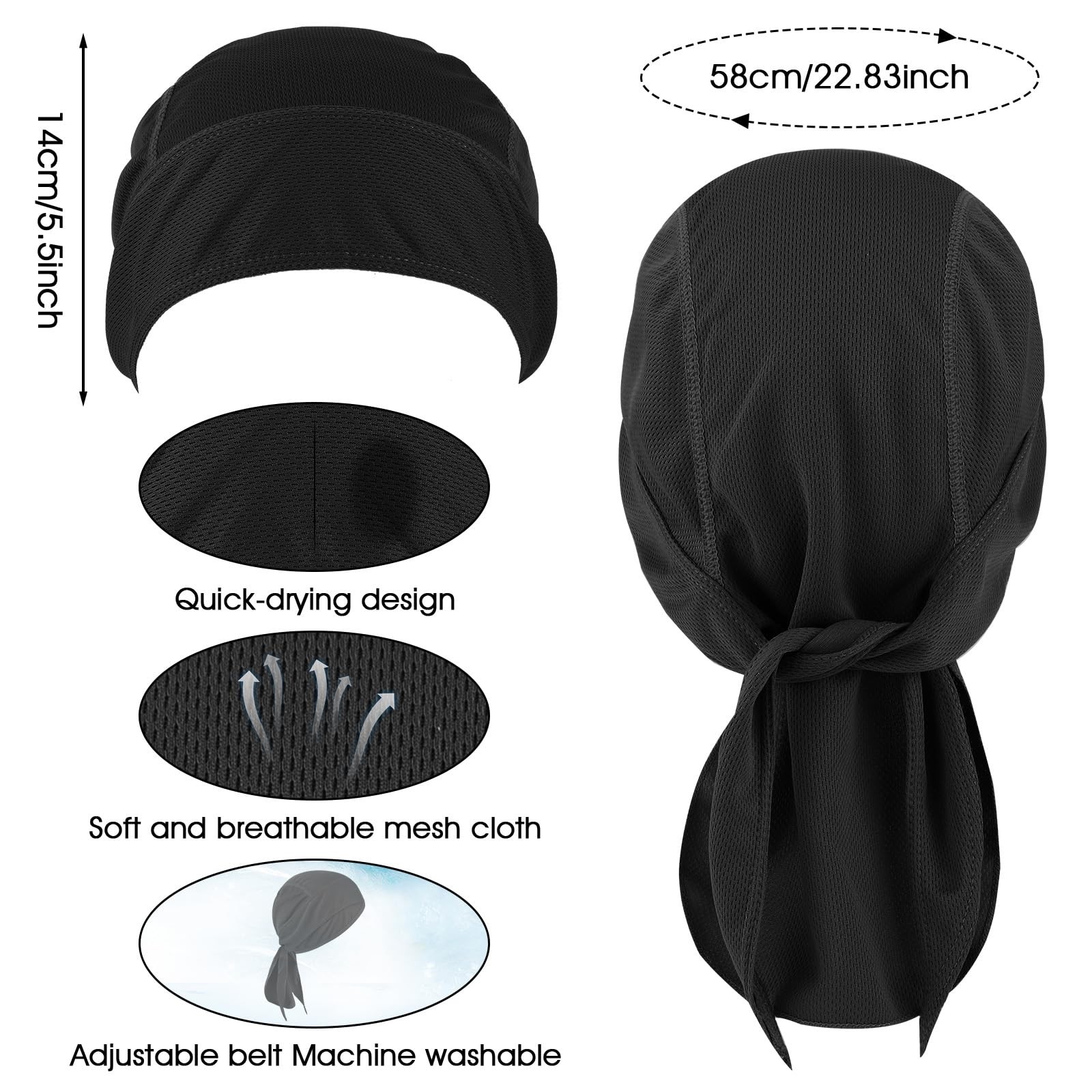 Do Rag Skull Cap Sweat Wicking Doo Rags Cooling Helmet Liner Hat Cycling Bandana