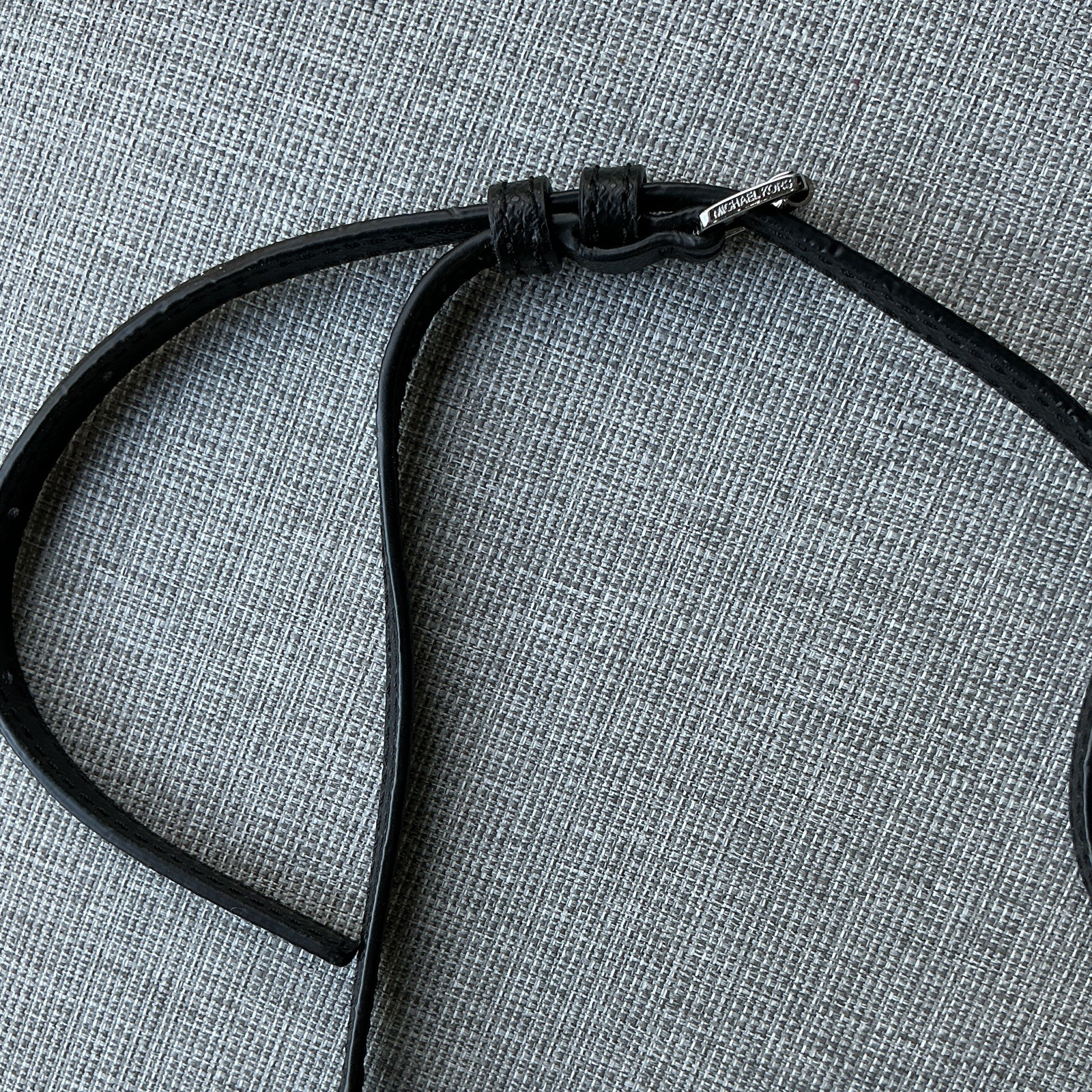 Michael Kors Silver Logo Crossbody Bag Zip Chain Black Strap